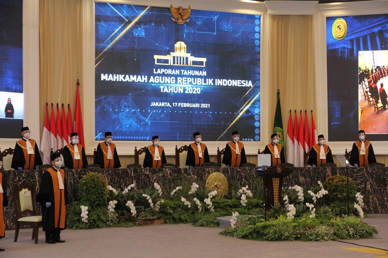 USUNG TEMA "OPTIMALISASI PERADILAN MODERN BERKELANJUTAN", MAHKAMAH AGUNG RI SAMPAIKAN LAPORAN TAHUNAN 2020