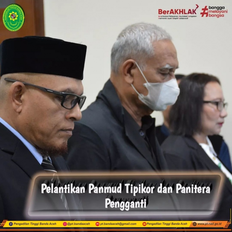KPT BANDA ACEH LANTIK 2 PANITERA PENGGANTI DAN 1 PANITERA MUDA