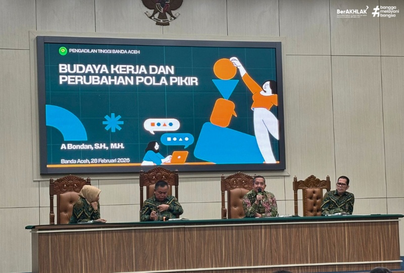 PENGADILAN TINGGI BANDA ACEH GELAR SOSIALISASI INTEGRITAS DAN BUDAYA KERJA MENUJU PELAYANAN PRIMA